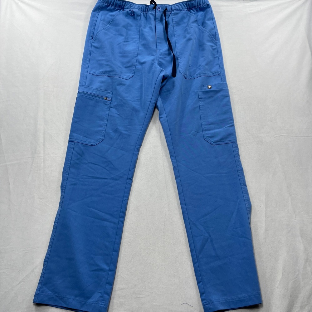 FIGS Scrub Pants Cairo Straight-Leg 9-Pocket Blue Mens Size M